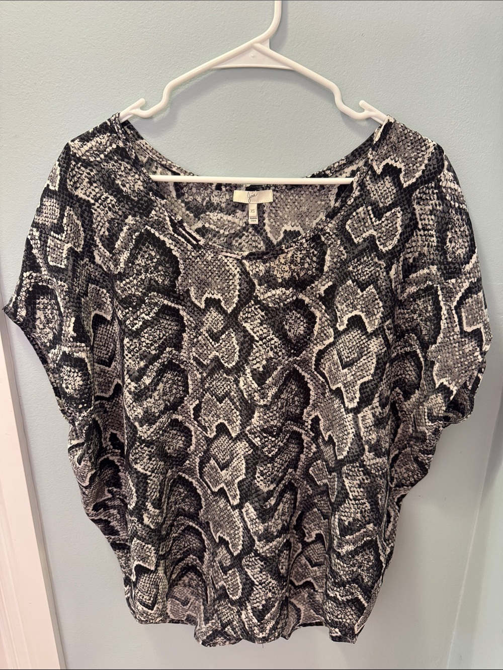 Joie Black & White Snake Print Dolman Top
